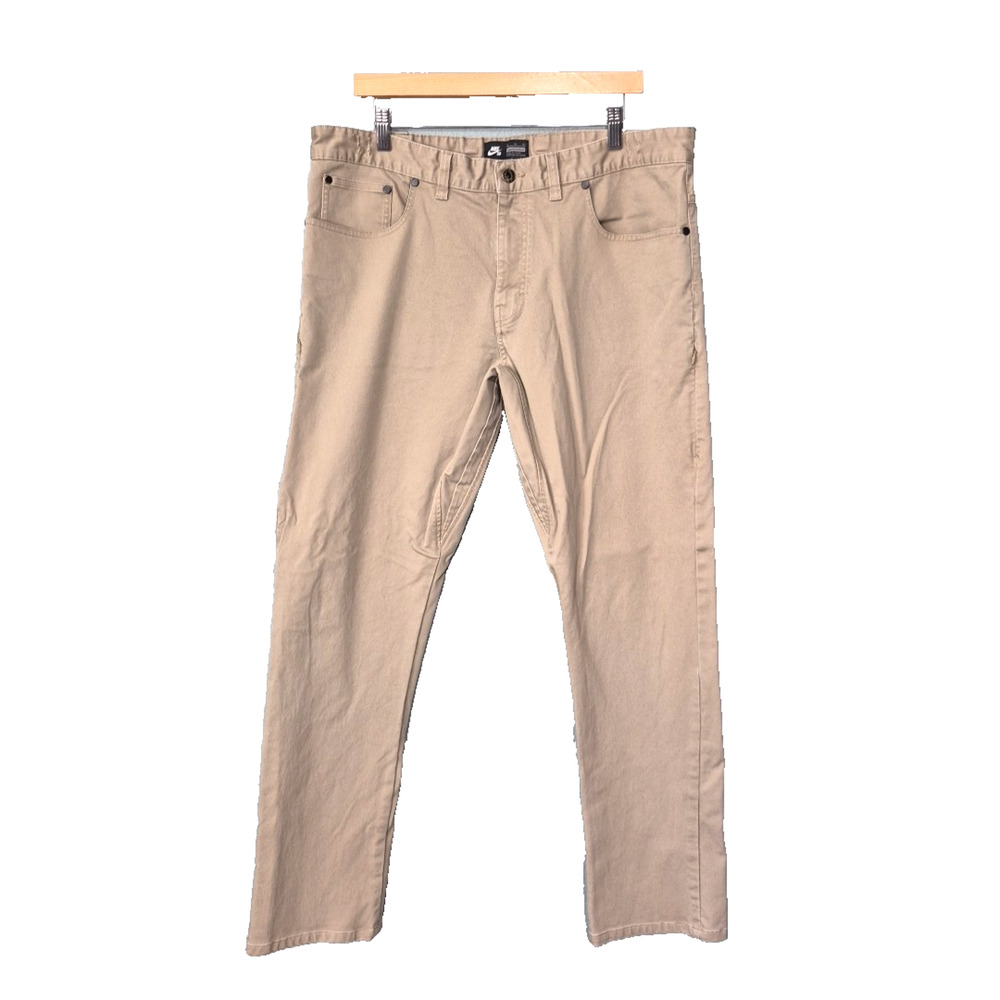 Nike SB Pants Mens 38x31 Tan Brown 5-Pocket Skateboarding Mid Rise 685949-235